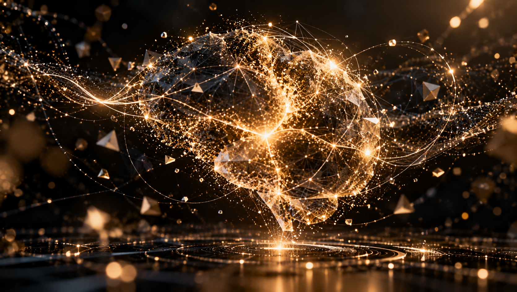 Abstract golden neural network representing artificial intelligence